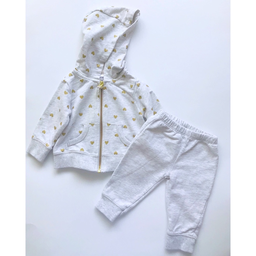 Carter’s infant Gray w/Gold Hearts Jogger